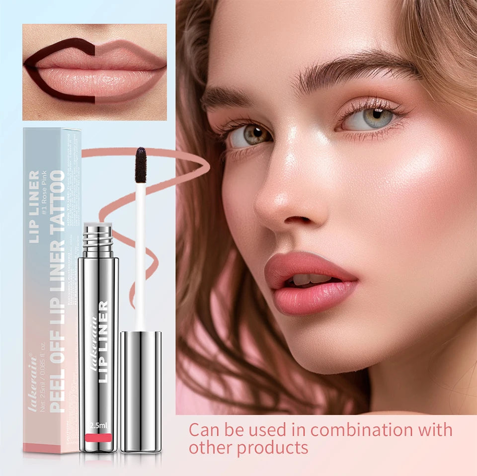 Wasserfester Lip Liner – Peel Off Tattoo Lipgloss, Langanhaltender Matte Lip Tint für Perfekte Lippenkonturen