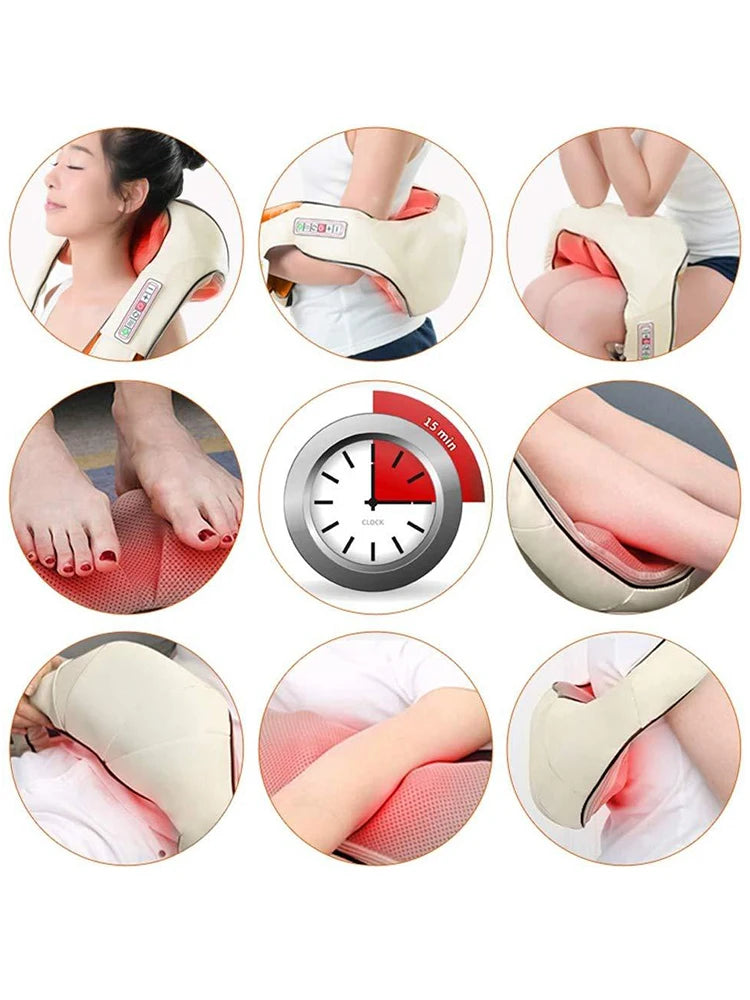 Kneading Shawl Neck Vehicle Home Massager – Whole Body Kneading Massage Shawl for Neck, Shoulder, and Waist