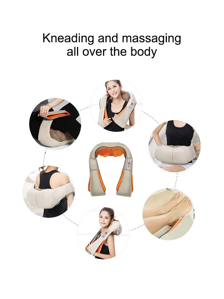 Kneading Shawl Neck Vehicle Home Massager – Whole Body Kneading Massage Shawl for Neck, Shoulder, and Waist